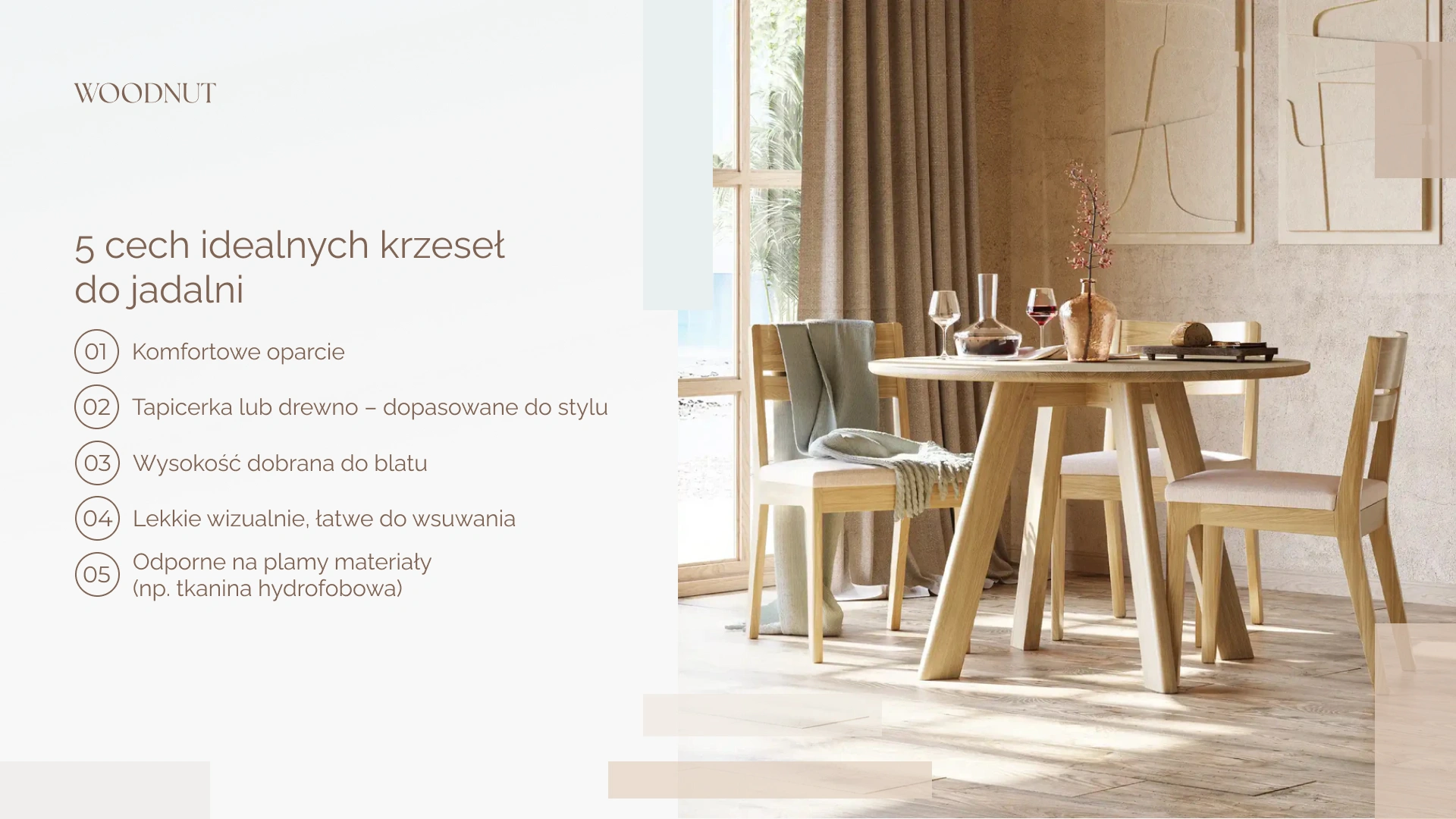 5 cech idealnych krzeseł do jadalni