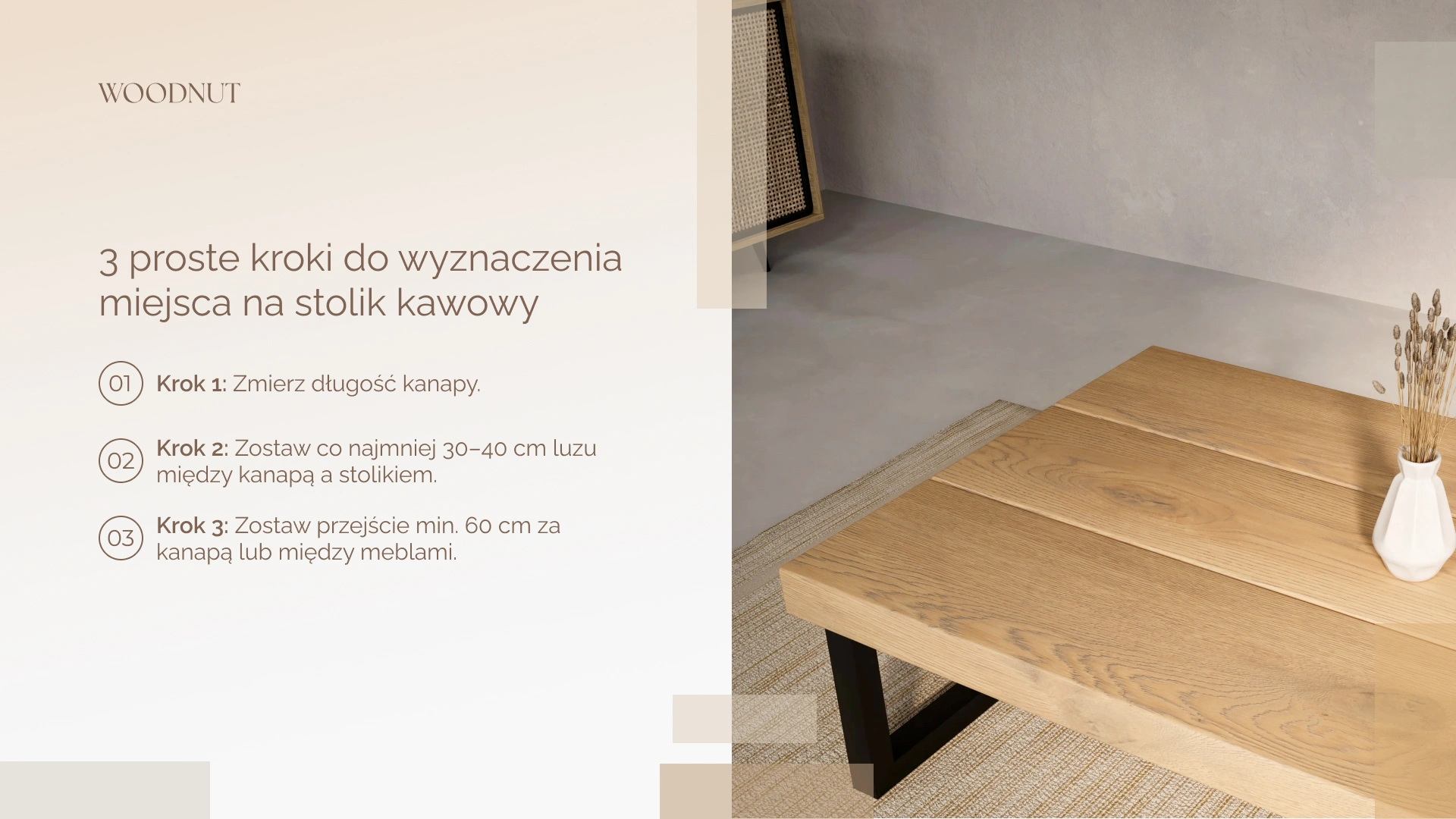 3 proste kroki do wyznaczenia miejsca na stolik kawowy
