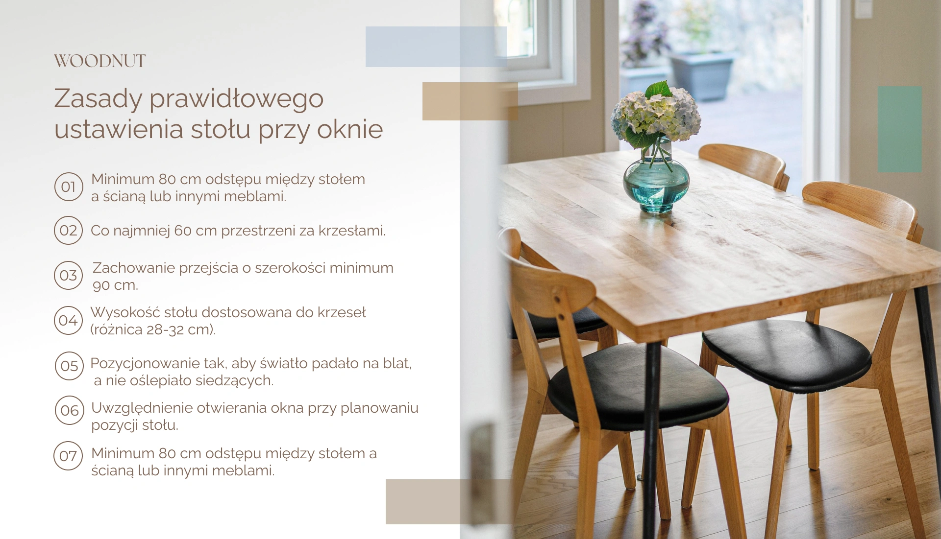 Zasady prawidłowego ustawienia stołu przy oknie