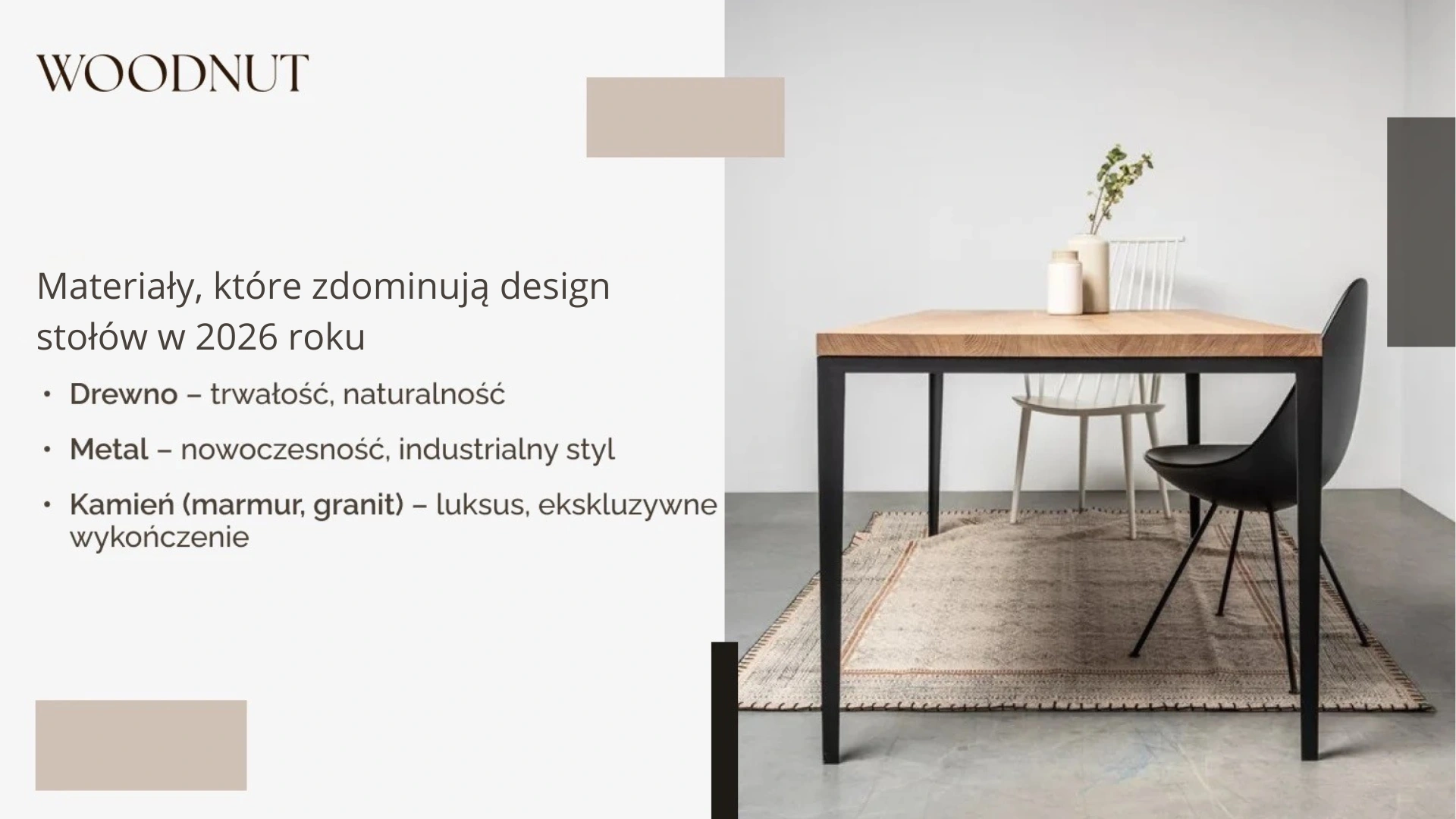 Materiały, które zdominują design stołów w 2026 roku