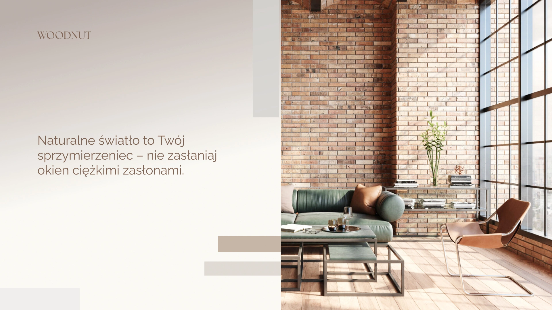 Naturalne światło w pokoju prostokątnym