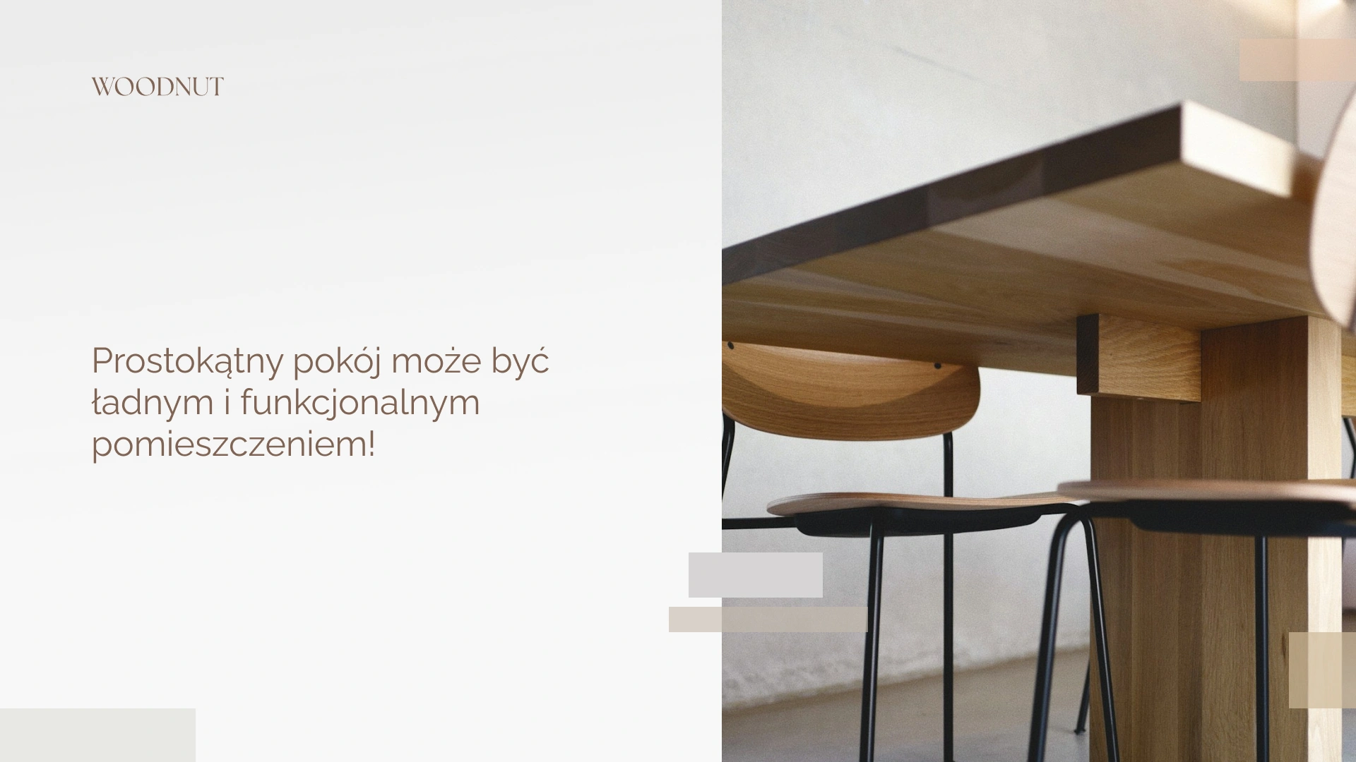 Prostokątny pokój może być ładny i funkcjonalny 