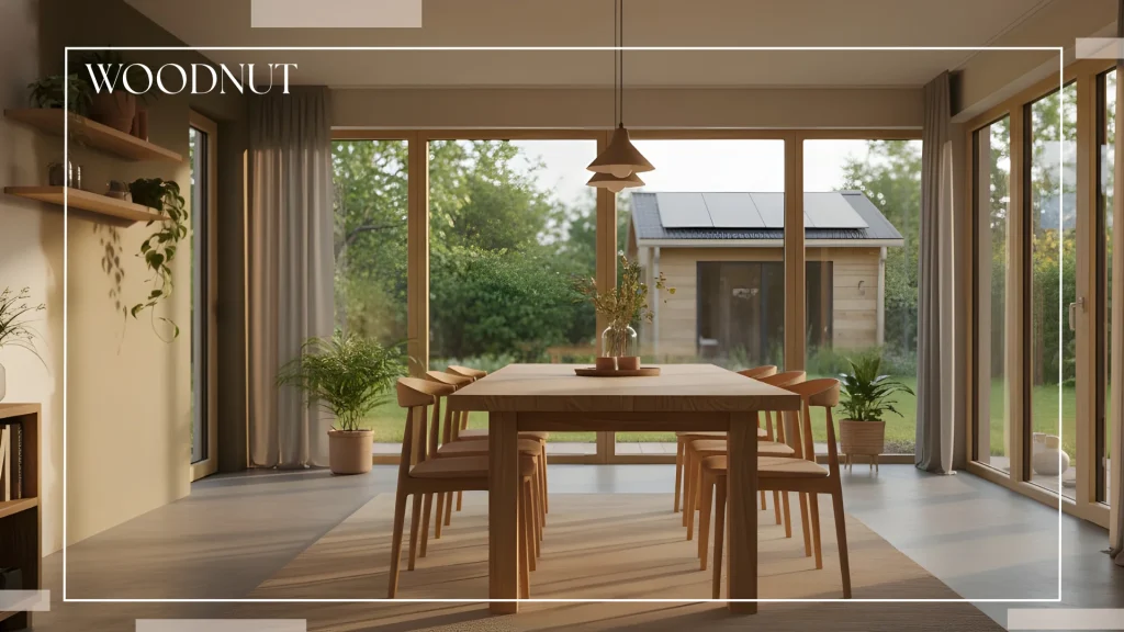 Stół drewniany do domu energooszczędnego