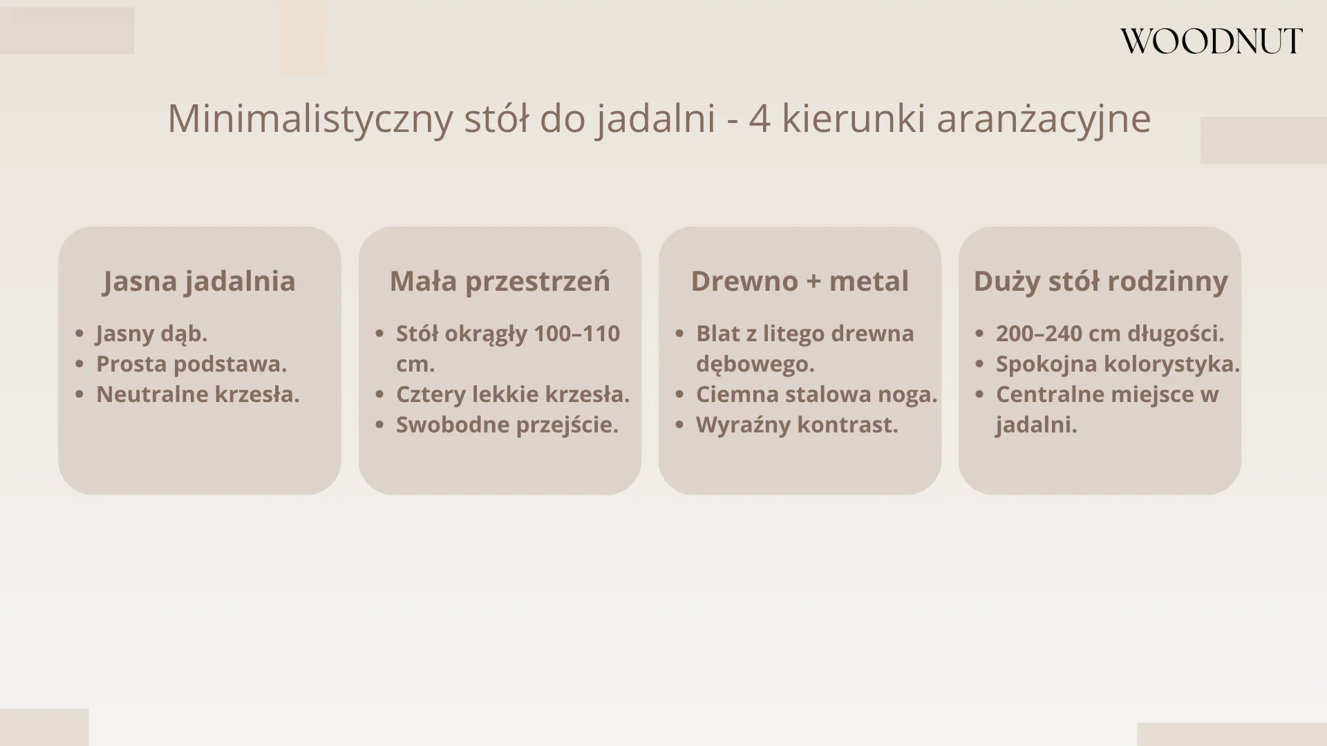 Minimalistyczny stół do jadalni - 4 kierunki aranżacyjne