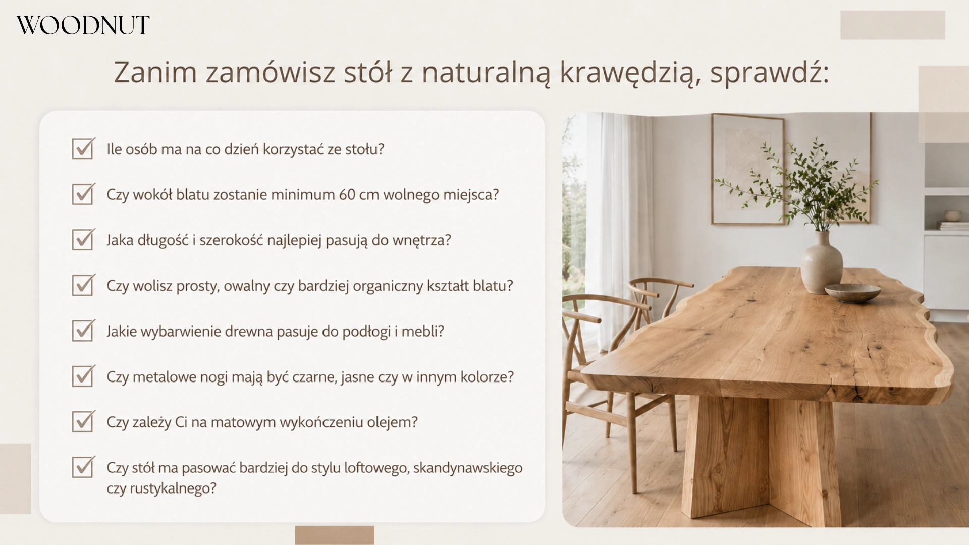 Zanim zamówisz stół z naturalną krawędzią, sprawdź: